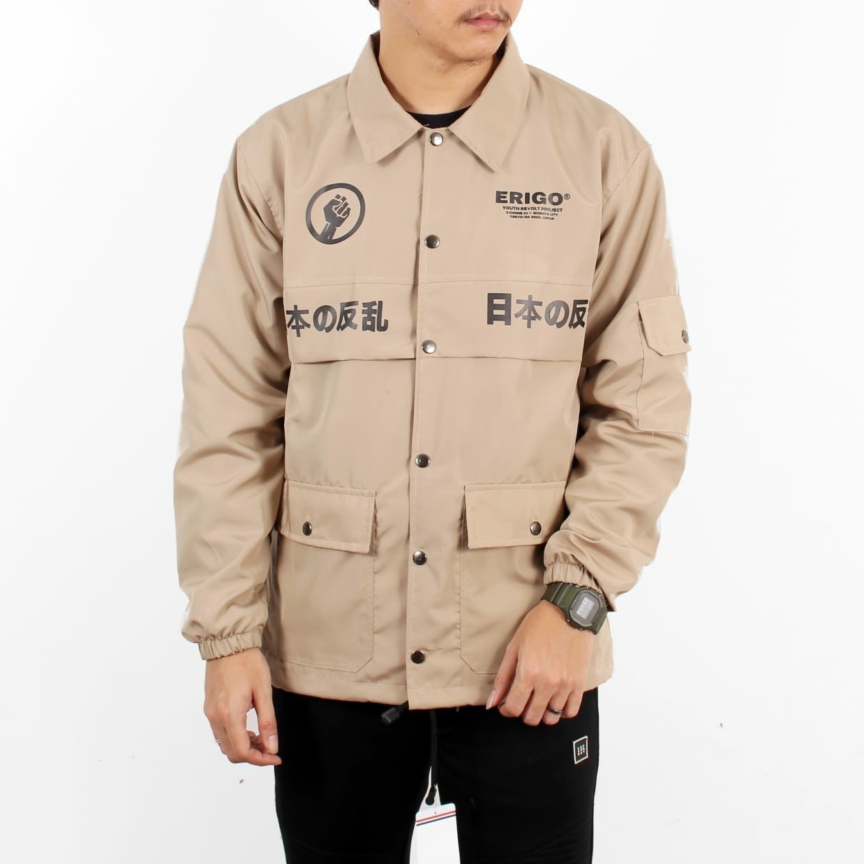 erigo coach jacket park and ride khaki