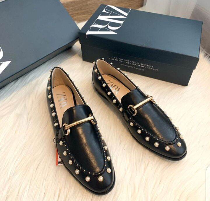 pearl loafers zara