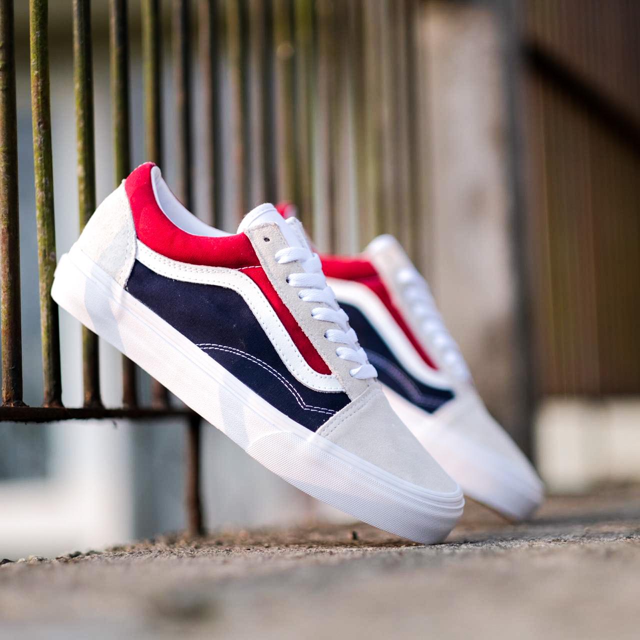 vans old skool navy red