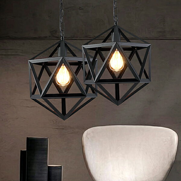 【威森家居】美式 铁架六角吊灯 现货原木工业风现代简约复古吸顶灯