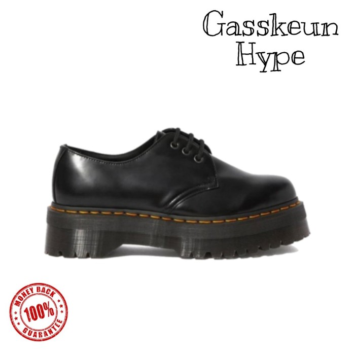 platform black leather shoes