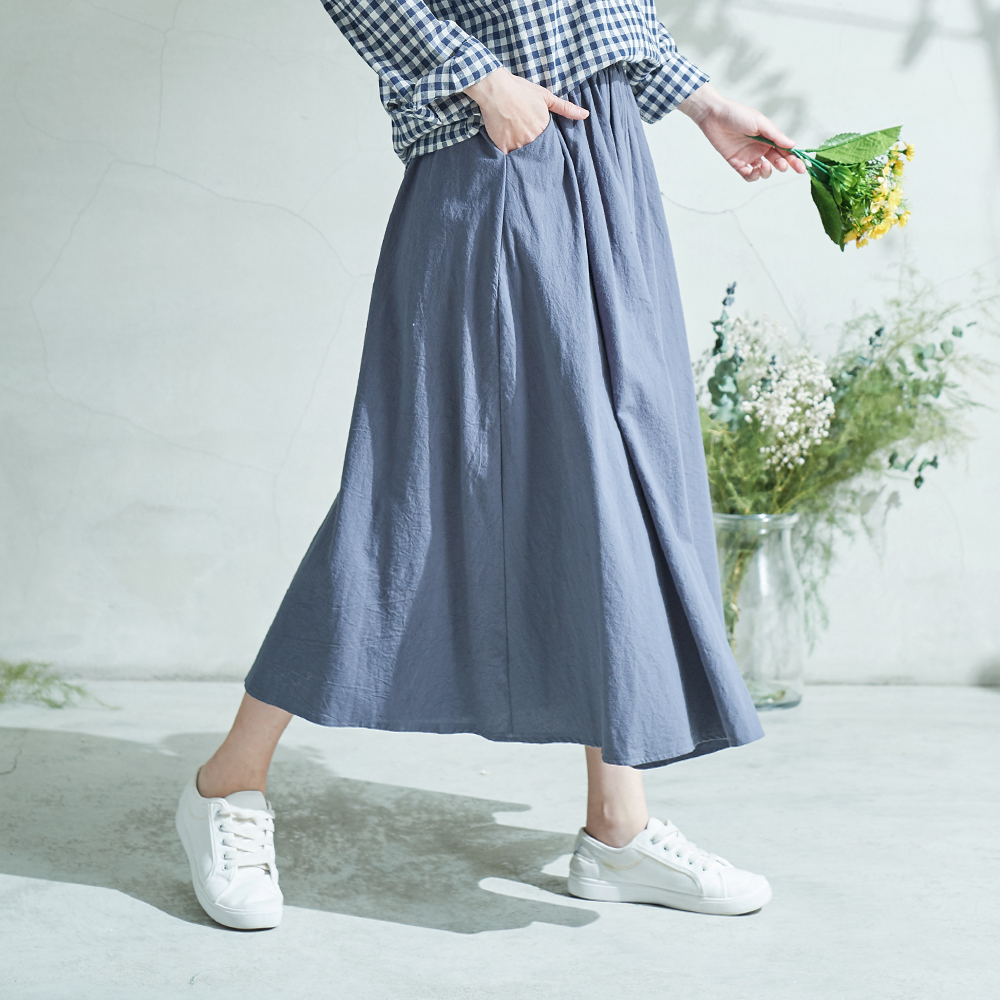 生活】长款垂坠素色长裙-f 3008-10 free灰蓝
