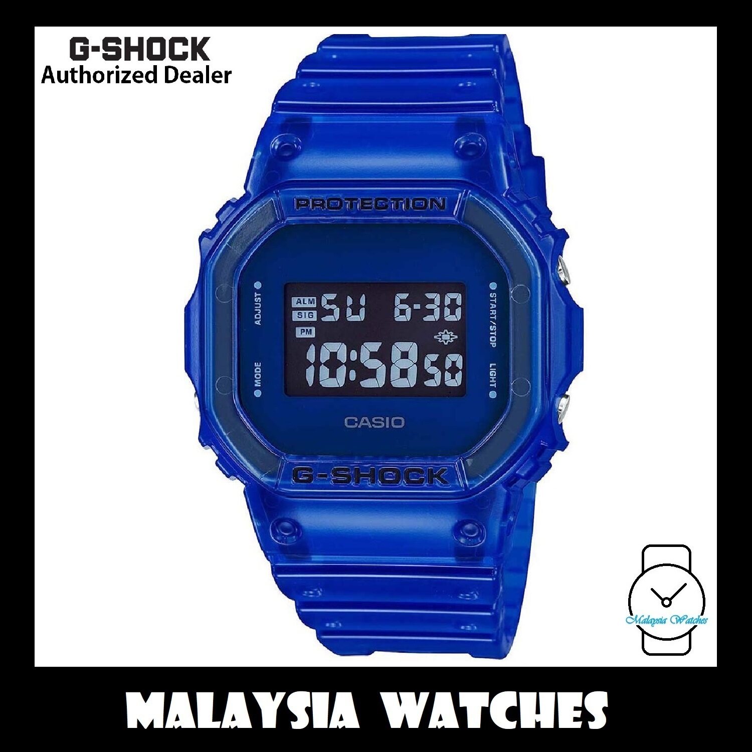 g shock petak jelly biru