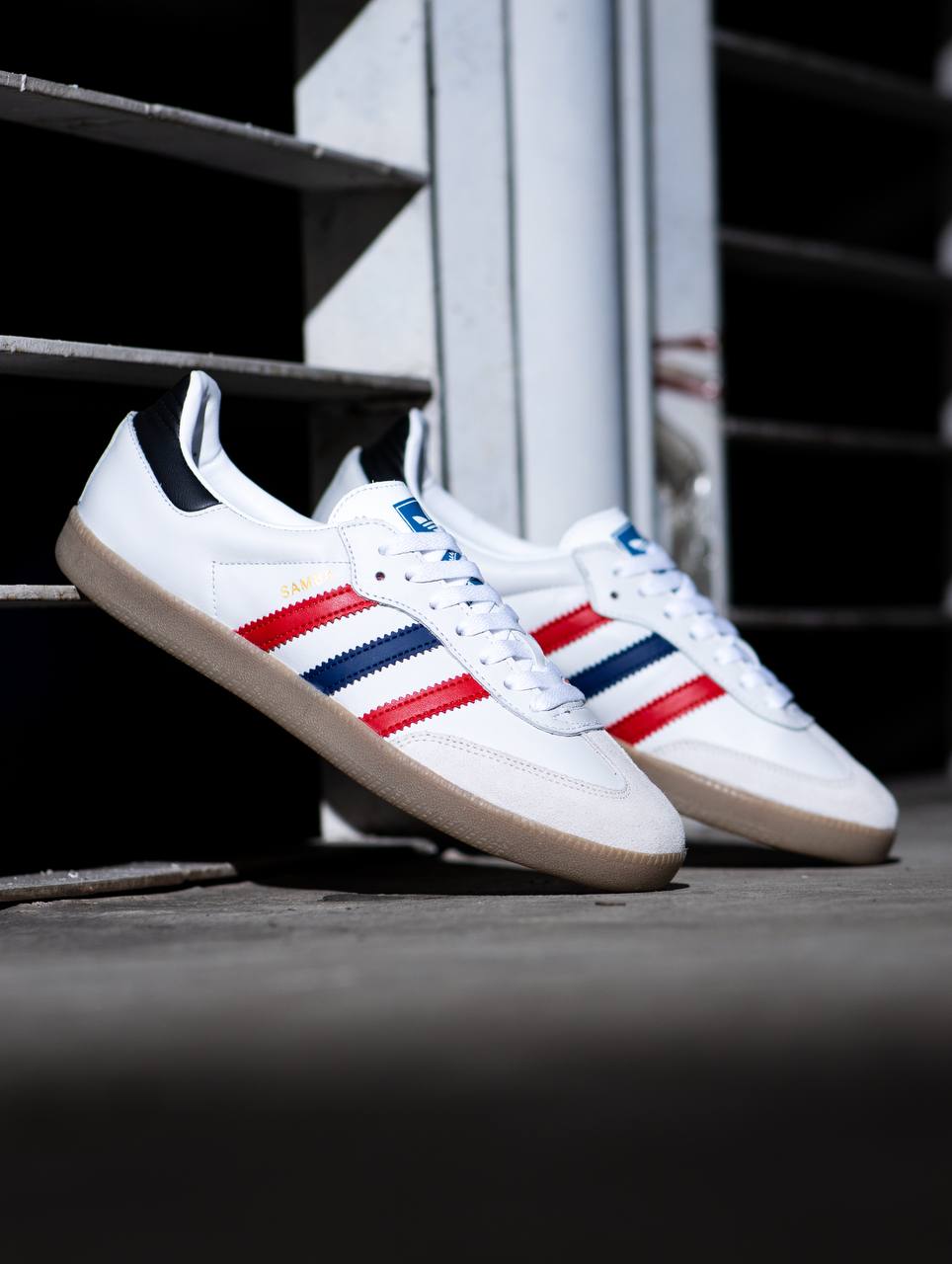 adidas red blue white shoes