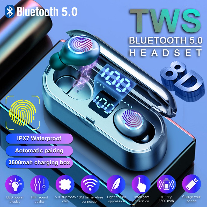 Harga F9 Tws Bluetooth 5.0 3500 Mah 