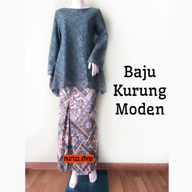 Baju Kurung Batik Lace Adalia Pastel Blue Muslimahclothing Com