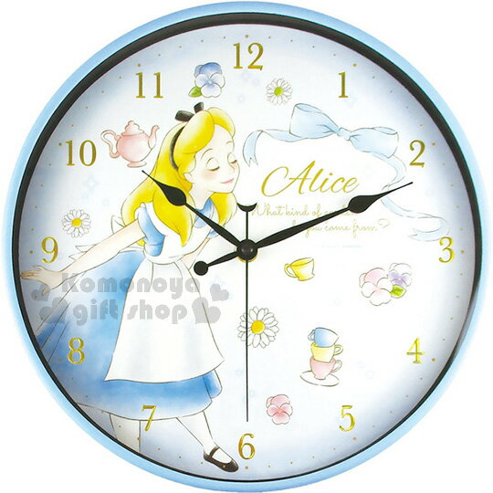 小礼堂〕迪士尼 爱丽丝 圆形挂钟《蓝.蝴蝶结.茶壶.甜点》