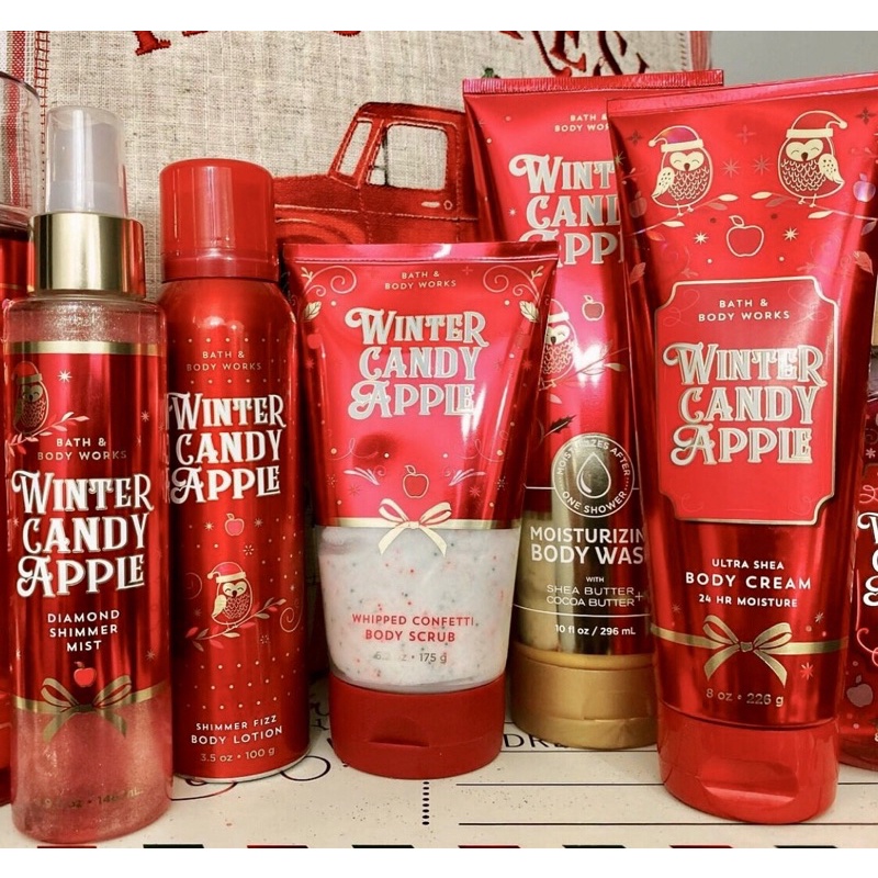 bath and body works candle winter candy apple