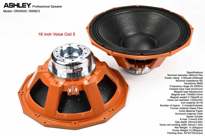 speaker ashley 18 inch neodymium