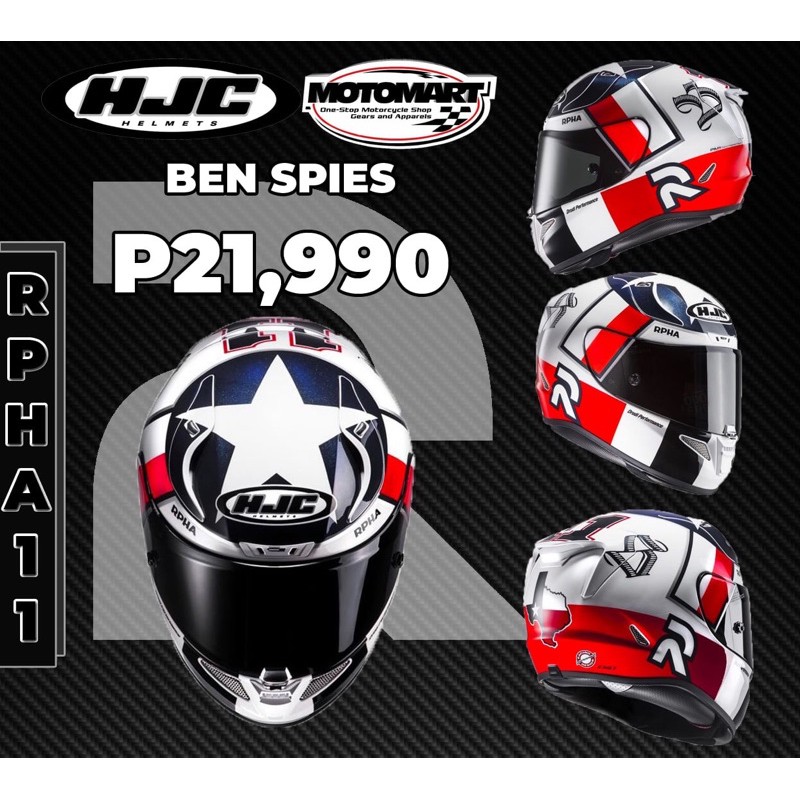 hjc ben spies helmet RPHA 11 MC1 Motorcycle Helmet, White/Red, Size XS Automotive HJC RPHA 1N Helmet HJC - BEN SPIES