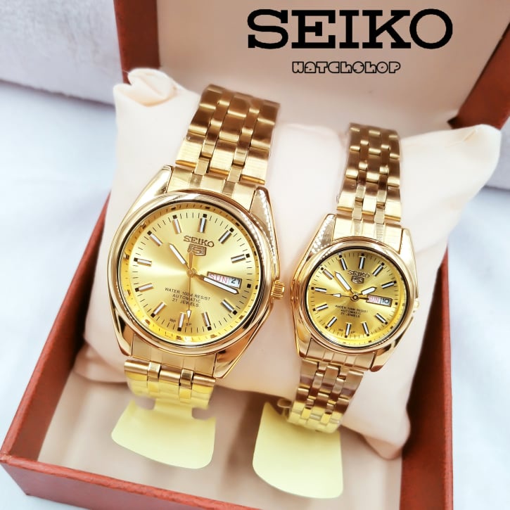 S430 New Seiko 5 Couple Watch Gold Japan Movement Price & Voucher Jan  2023|BigGo Philippines